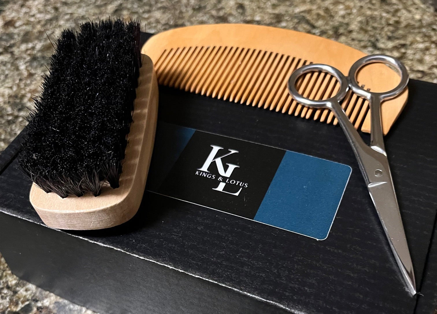 Grooming Kit including scissors, comb and brush