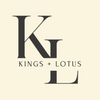Logo with 'Kings + Lotus' text on a beige background